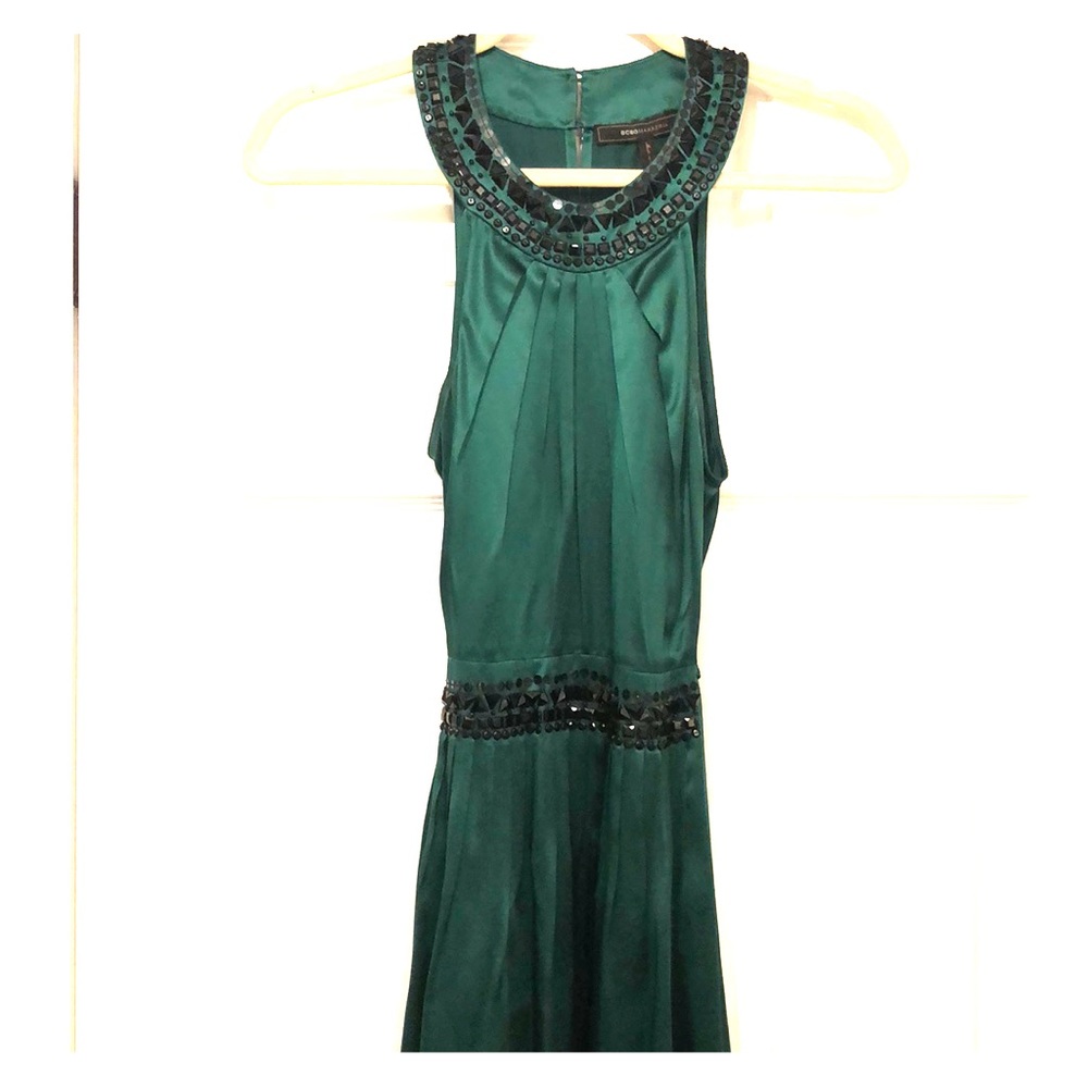 BCBG EMERALD SILK BEADED DRESS l Size 4 |